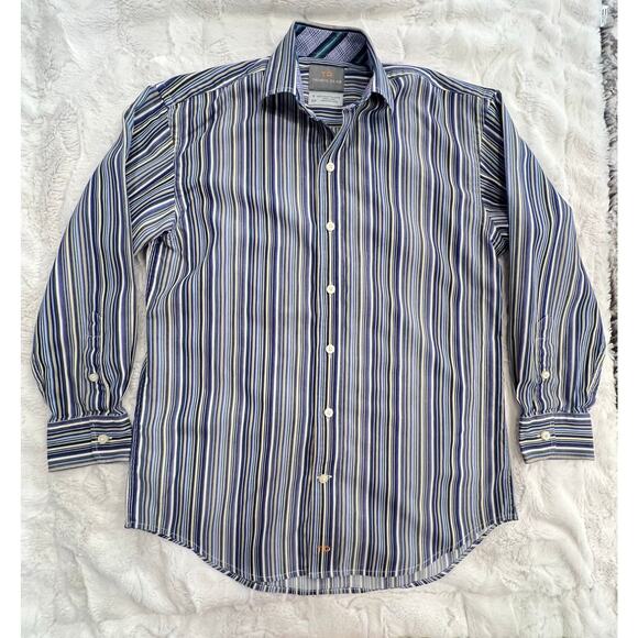 Thomas Dean Boys Shirt Sz S 8 Button Down Long Sleeve SET 2 Striped / Print TD - Picture 4 of 14